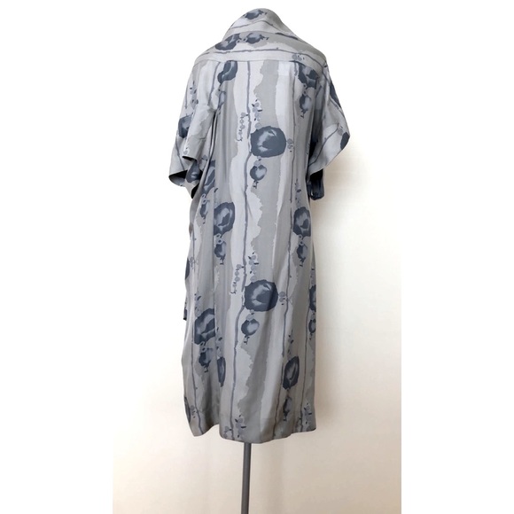 Huis Clos Runway Dress Midi Wrap Draped Baggy Loose 100% Silk Graphic Print NWOT - Picture 2 of 4